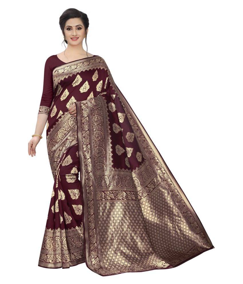 ofline selection Jacquard Saree With Unstitched Blouse Piece ( Maroon ) ofline selection Jacquard Saree With Unstitched Blouse Piece ( Maroon )
