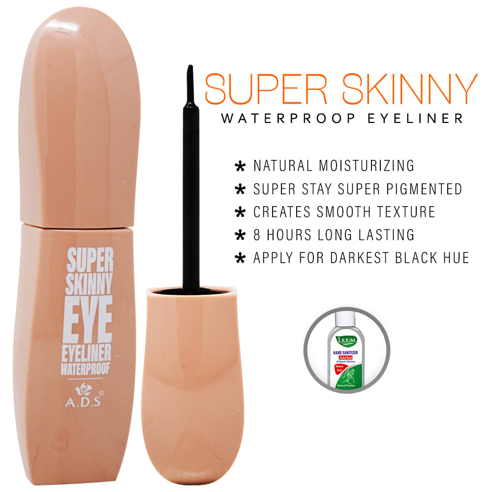     			ADS Super Skinny Waterproof Liquid Eyeliner Black 8 mL