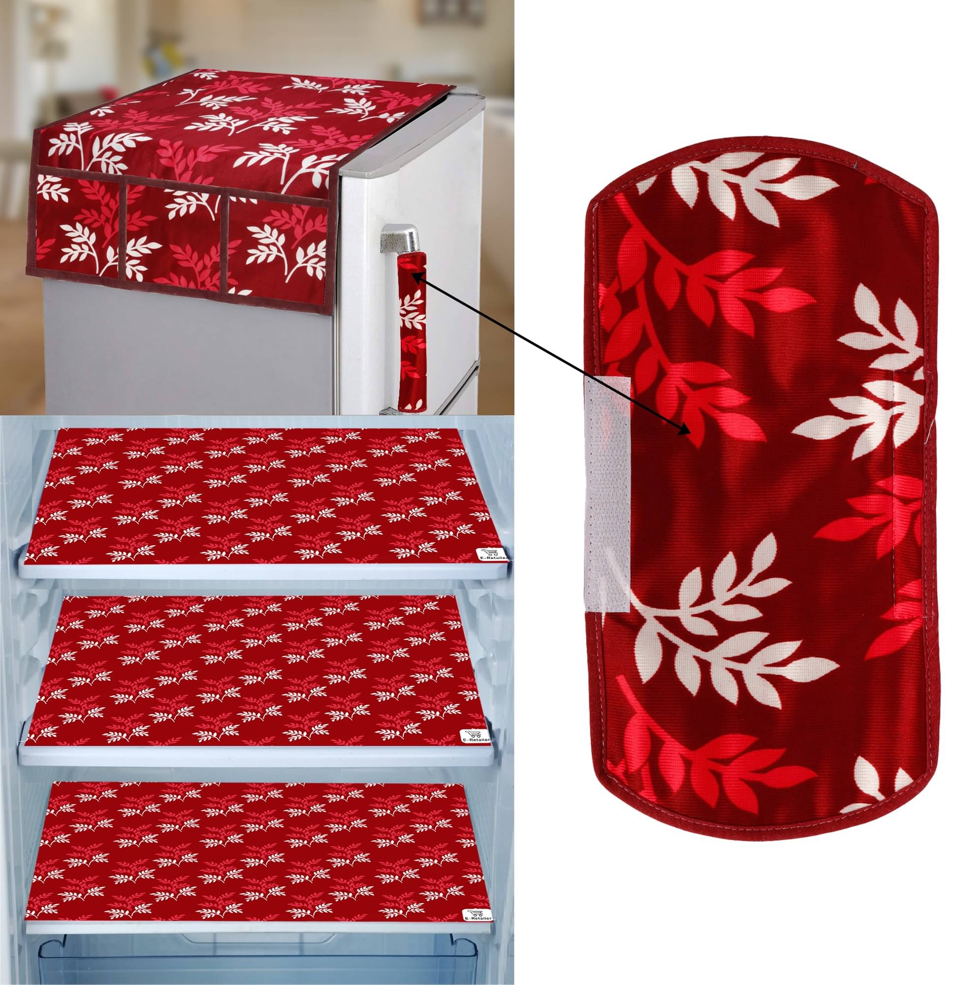 E-Retailer - Maroon PVC Fridge Top Cover (Pack of 5) E-Retailer - Maroon PVC Fridge Top Cover (Pack of 5)