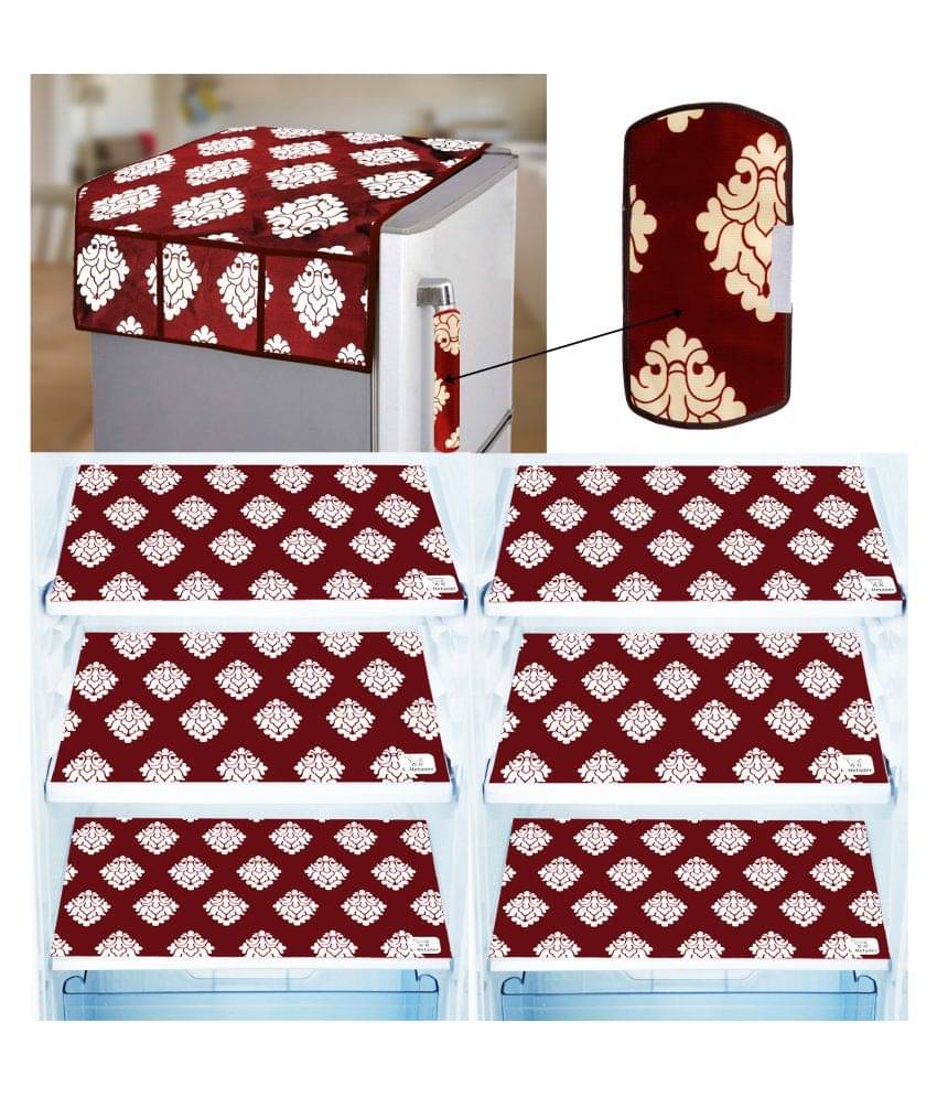 E-Retailer Set of 8 PVC Maroon Fridge Top Cover E-Retailer Set of 8 PVC Maroon Fridge Top Cover