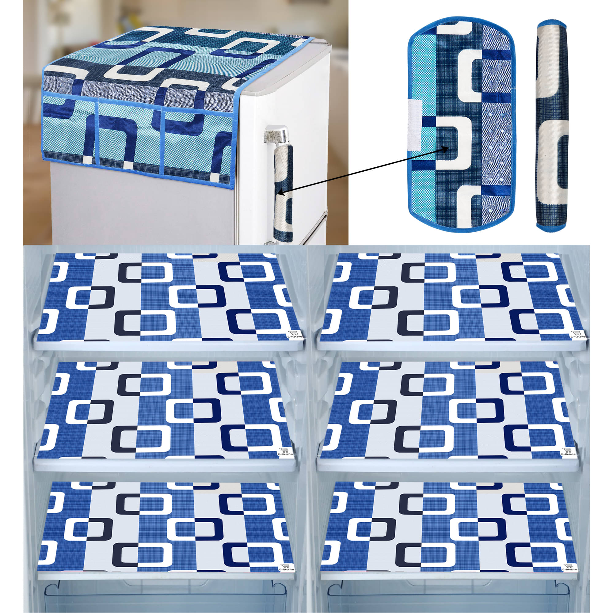 E-Retailer Set of 9 PVC Blue Fridge Top Cover E-Retailer Set of 9 PVC Blue Fridge Top Cover
