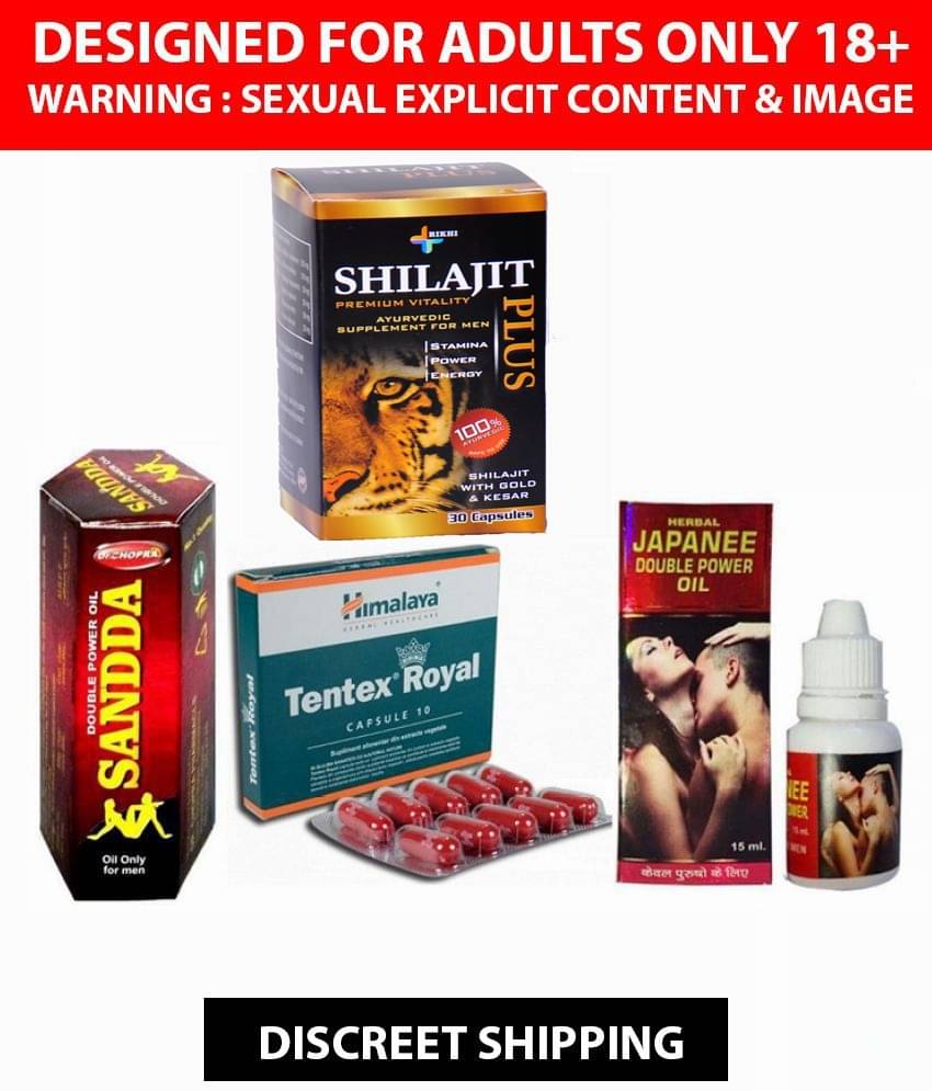 Rikhi Shilajit Plus 30 Cap_Tentax Royal 10 Cap_Sandhha Oil 15ml_Double Power Japanee Oil 15ml combo pack for Men Rikhi Shilajit Plus 30 Cap_Tentax Royal 10 Cap_Sandhha Oil 15ml_Double Power Japanee Oil 15ml combo pack for Men