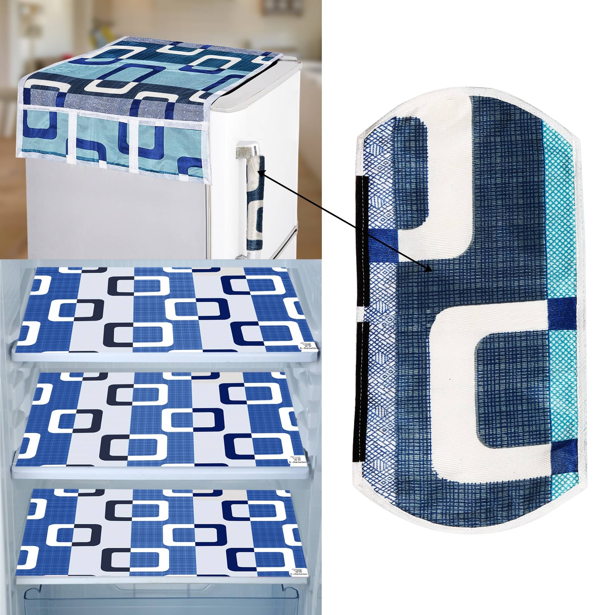 E-Retailer Set of 5 PVC Blue Fridge Top Cover E-Retailer Set of 5 PVC Blue Fridge Top Cover