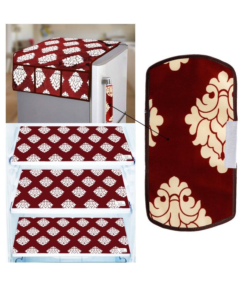     			E-Retailer Maroon (3 Fridge Mats+1 Fridge Top Cover + 1 Fridge Handle Cover)