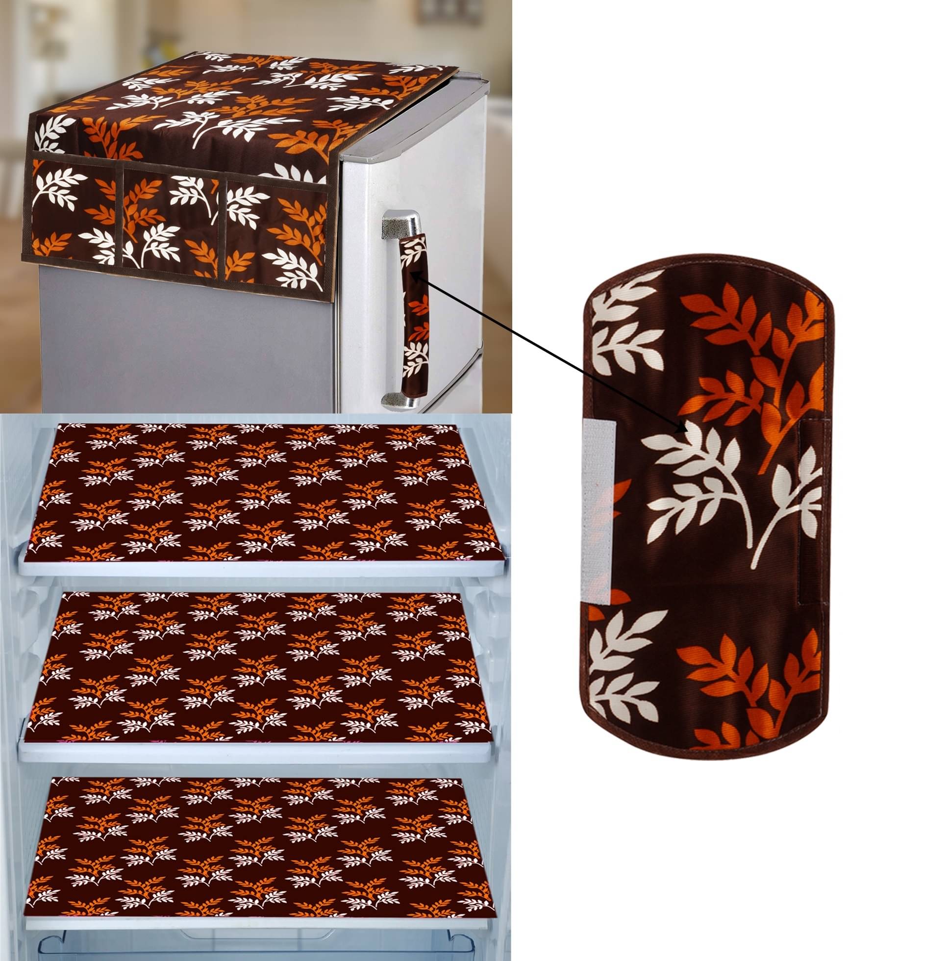 E-Retailer Set of 5 PVC Brown Fridge Top Cover E-Retailer Set of 5 PVC Brown Fridge Top Cover