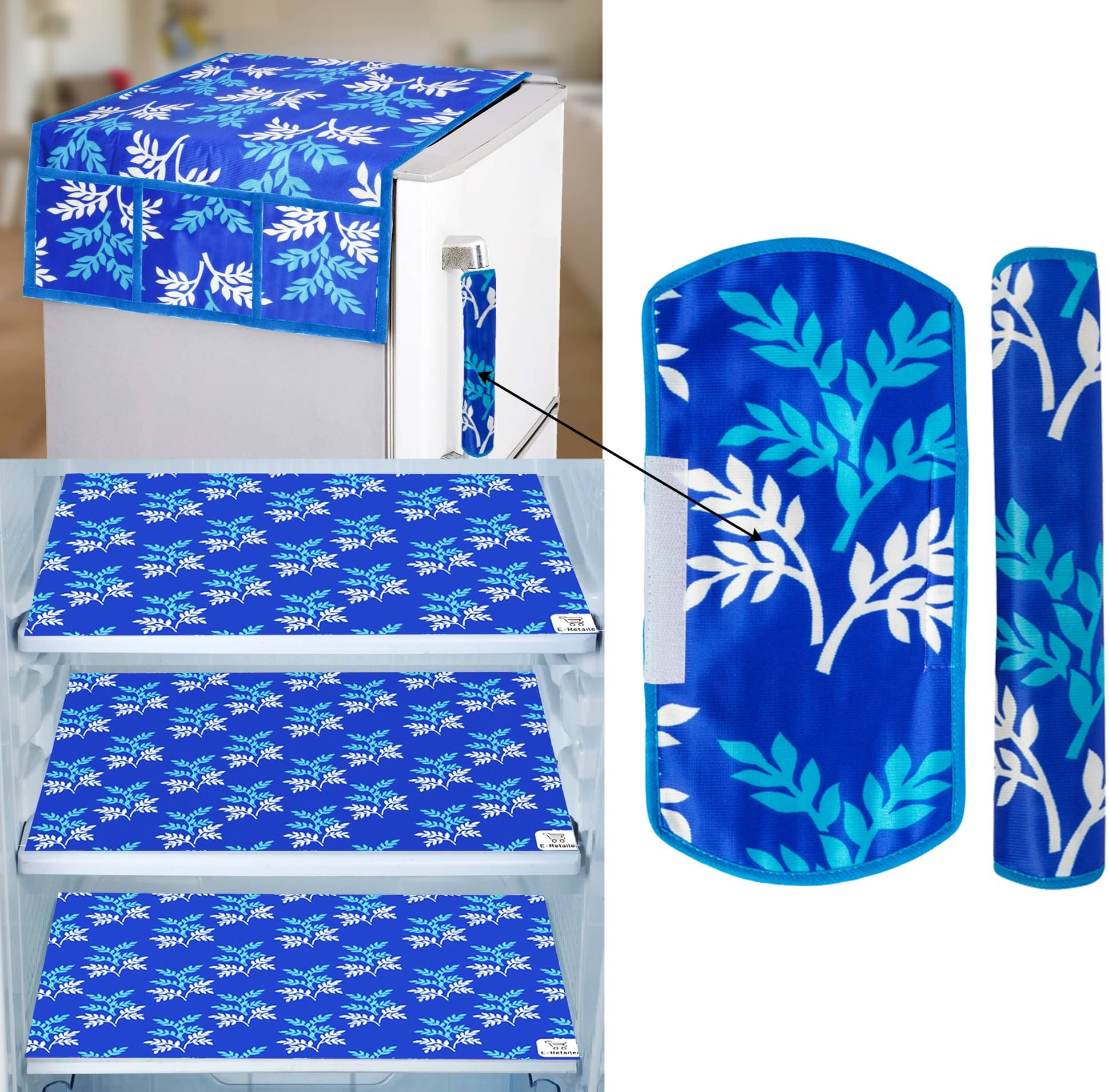 E-Retailer Set of 6 PVC Blue Fridge Top Cover E-Retailer Set of 6 PVC Blue Fridge Top Cover