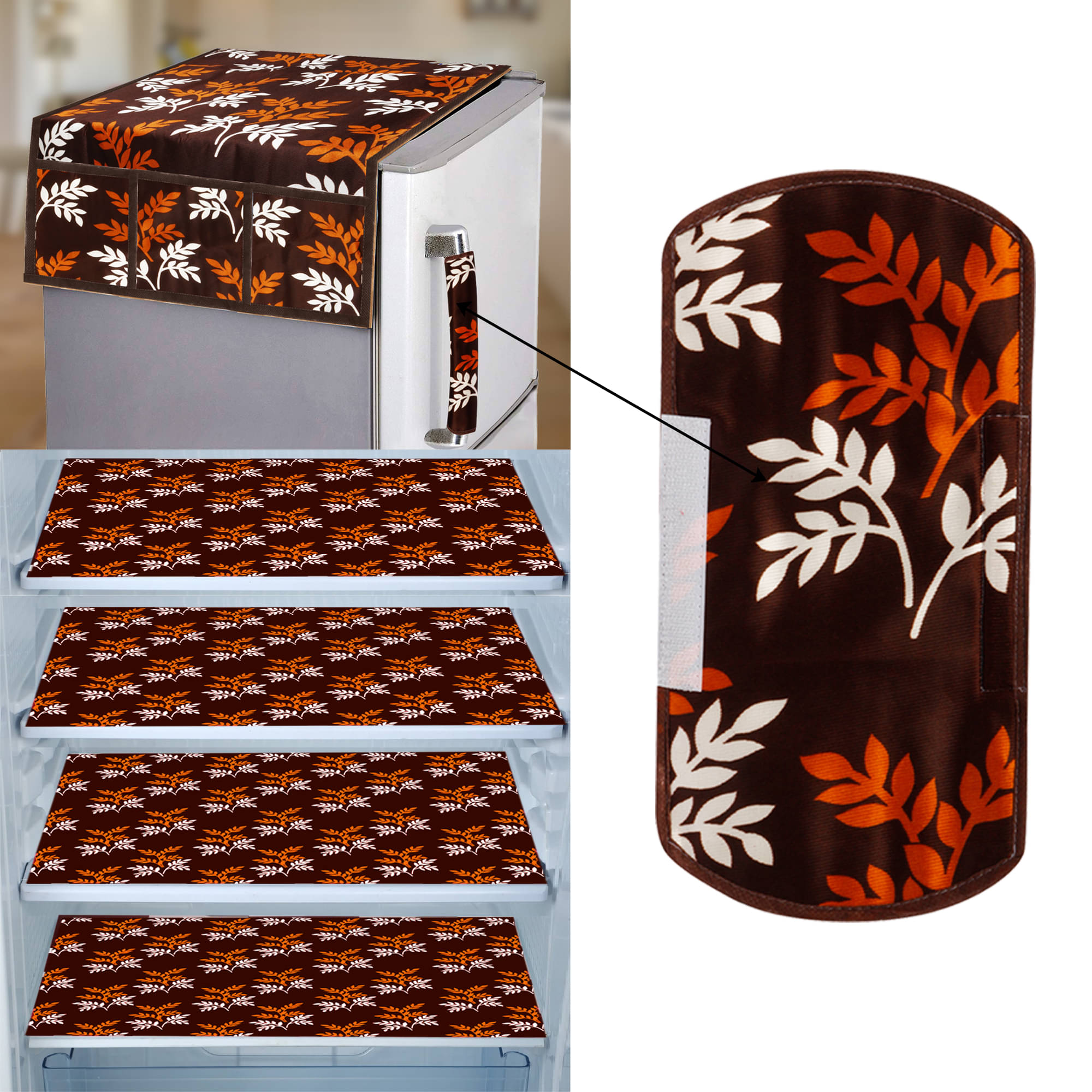     			E-Retailer Set of 6 PVC Brown Fridge Top Cover
