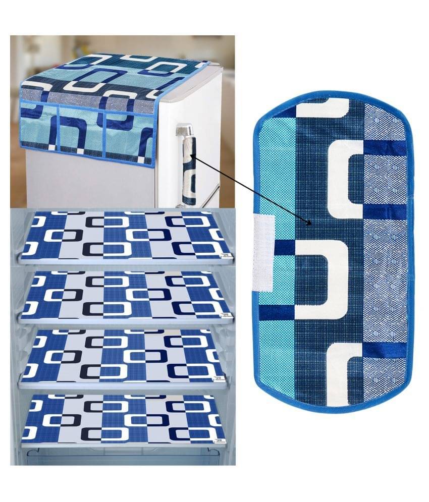 E-Retailer Set of 6 PVC Blue Fridge Top Cover E-Retailer Set of 6 PVC Blue Fridge Top Cover
