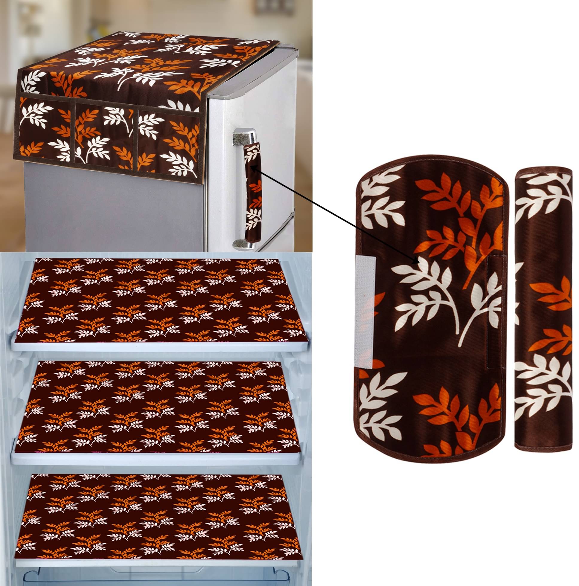     			E-Retailer Set of 6 PVC Brown Fridge Top Cover