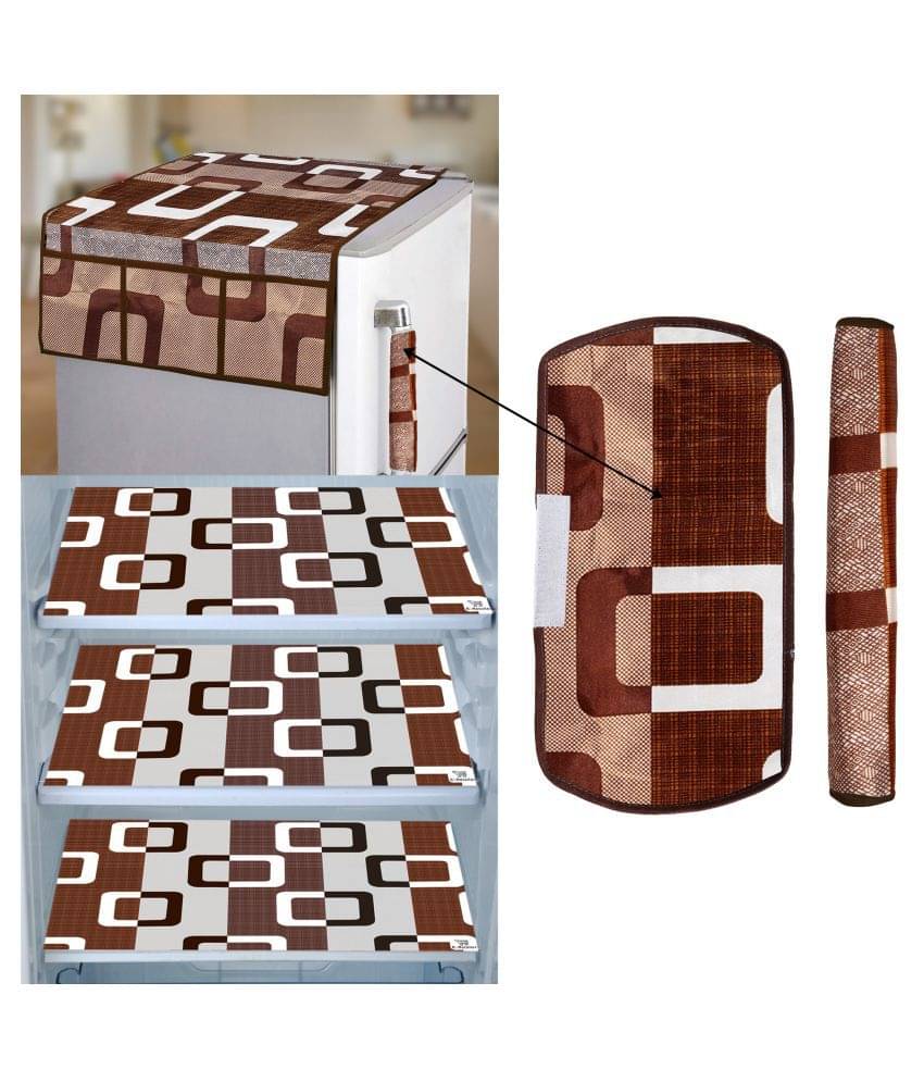 E-Retailer Set of 6 PVC Brown Fridge Top Cover E-Retailer Set of 6 PVC Brown Fridge Top Cover