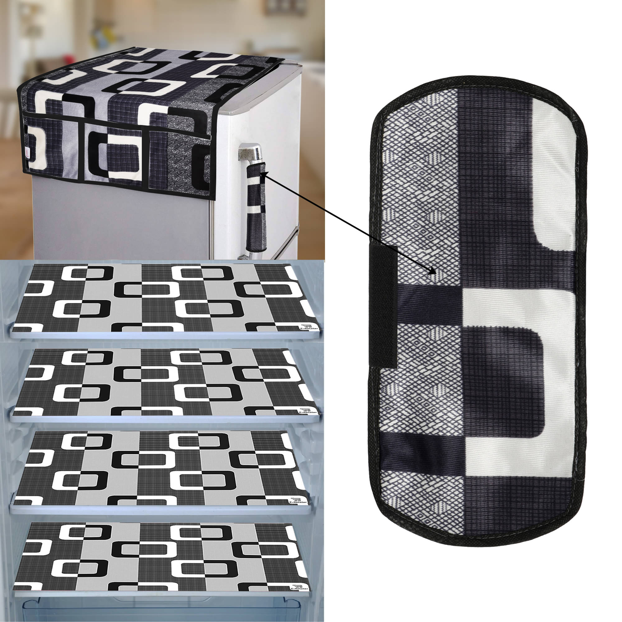 E-Retailer Set of 6 PVC Black Fridge Top Cover E-Retailer Set of 6 PVC Black Fridge Top Cover
