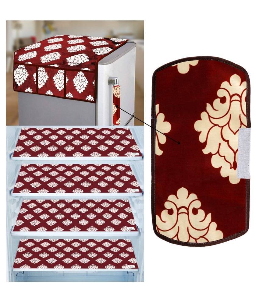     			E-Retailer Set of 6 PVC Maroon Fridge Top Cover