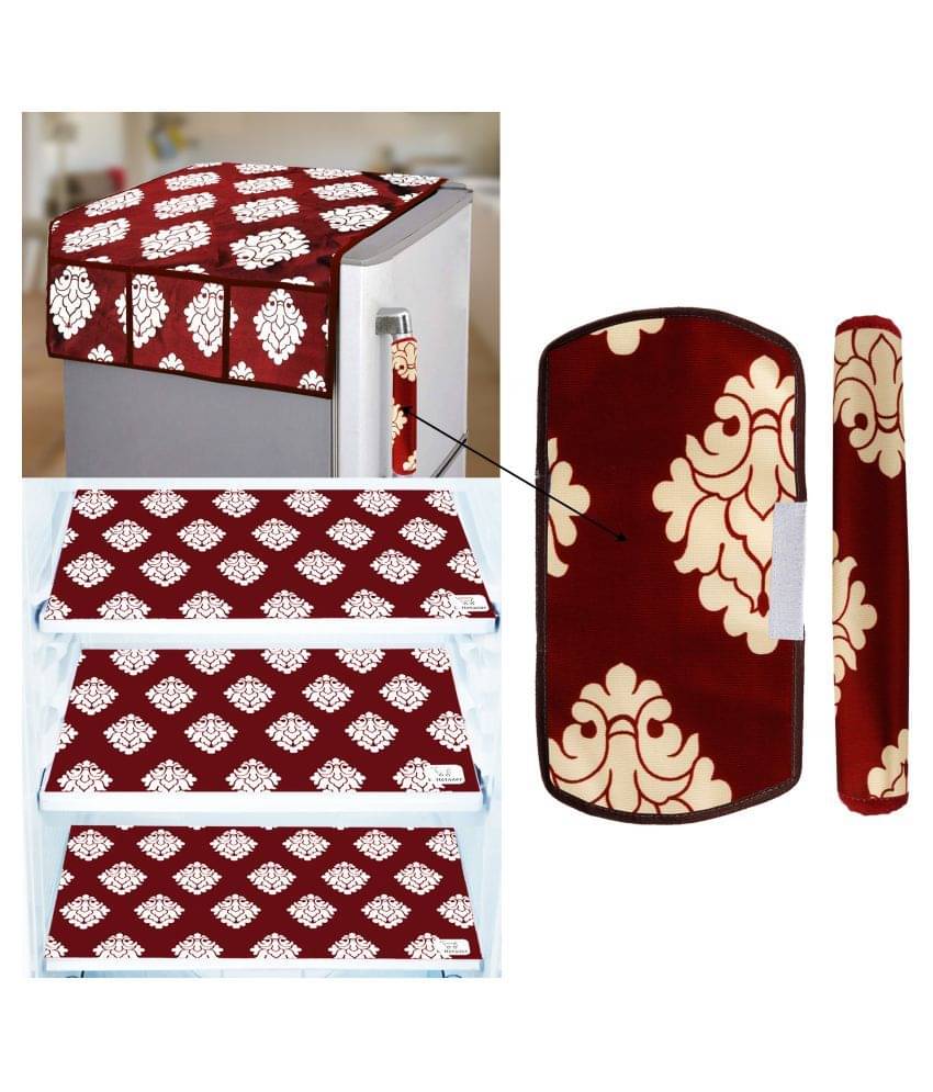 E-Retailer Set of 6 PVC Maroon Fridge Top Cover E-Retailer Set of 6 PVC Maroon Fridge Top Cover