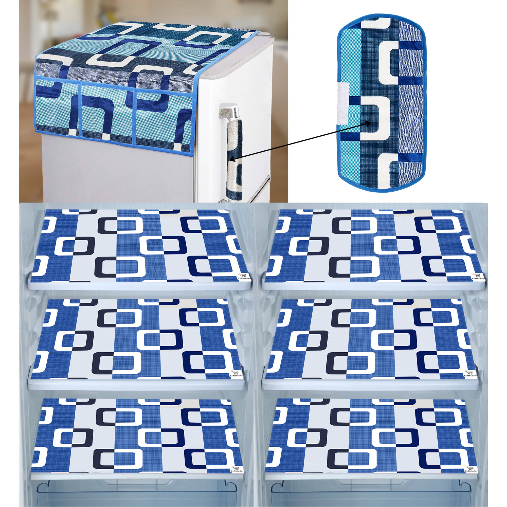 E-Retailer Set of 8 PVC Blue Fridge Top Cover E-Retailer Set of 8 PVC Blue Fridge Top Cover