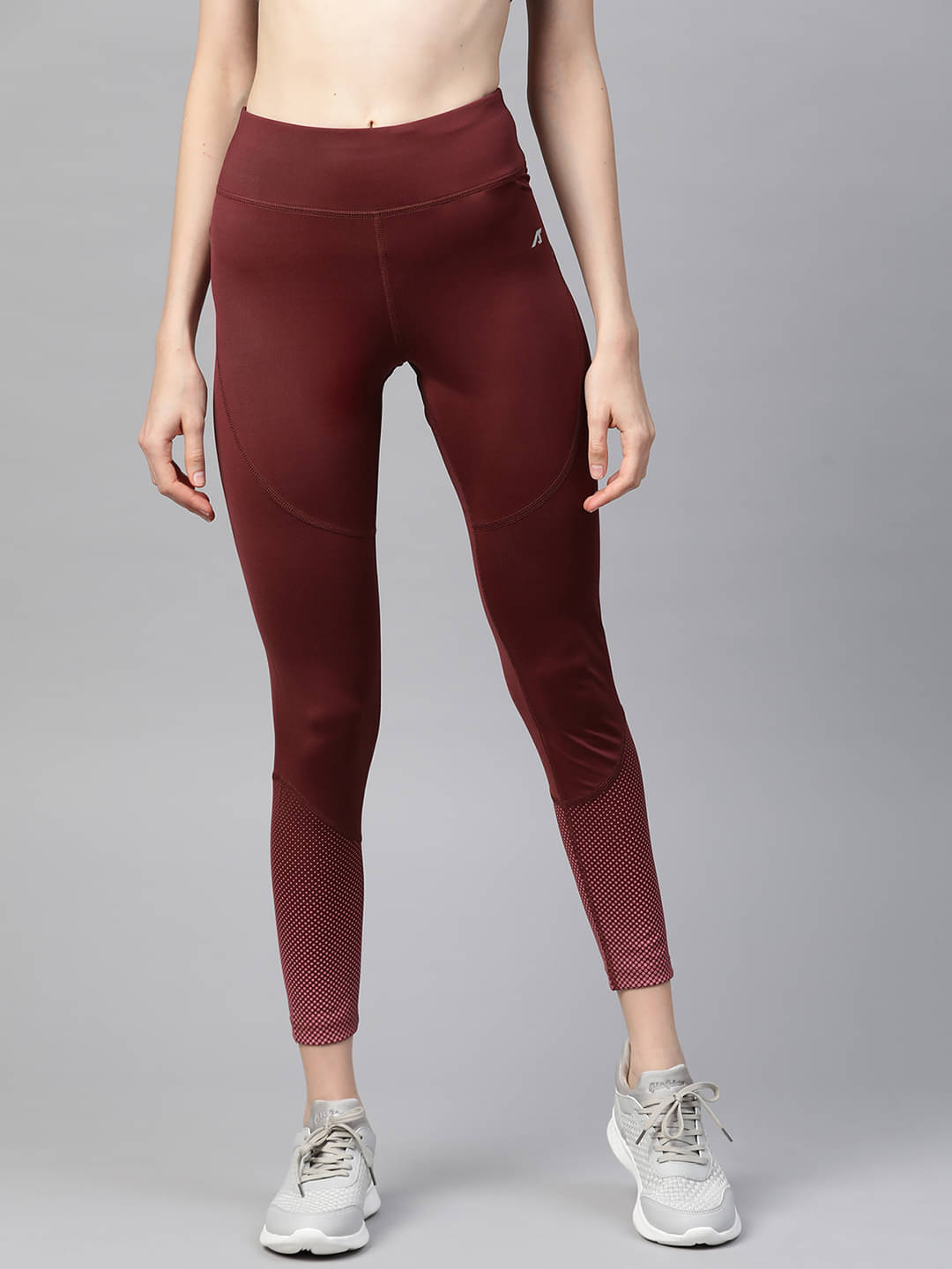    			Alcis Maroon Polyester Printed Tights