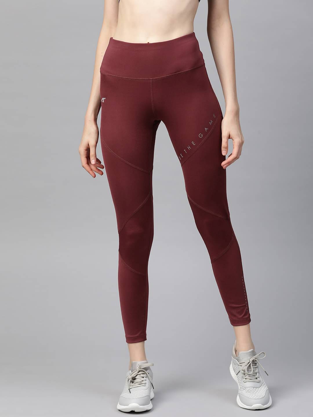     			Alcis Maroon Polyester Solid Tights