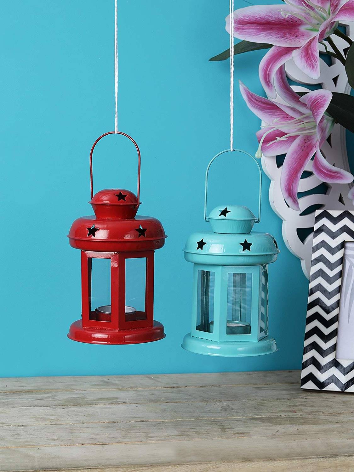 Being Nawab Table Top and Hanging Iron Tea Light Holder - Pack of 2 Being Nawab Table Top and Hanging Iron Tea Light Holder - Pack of 2