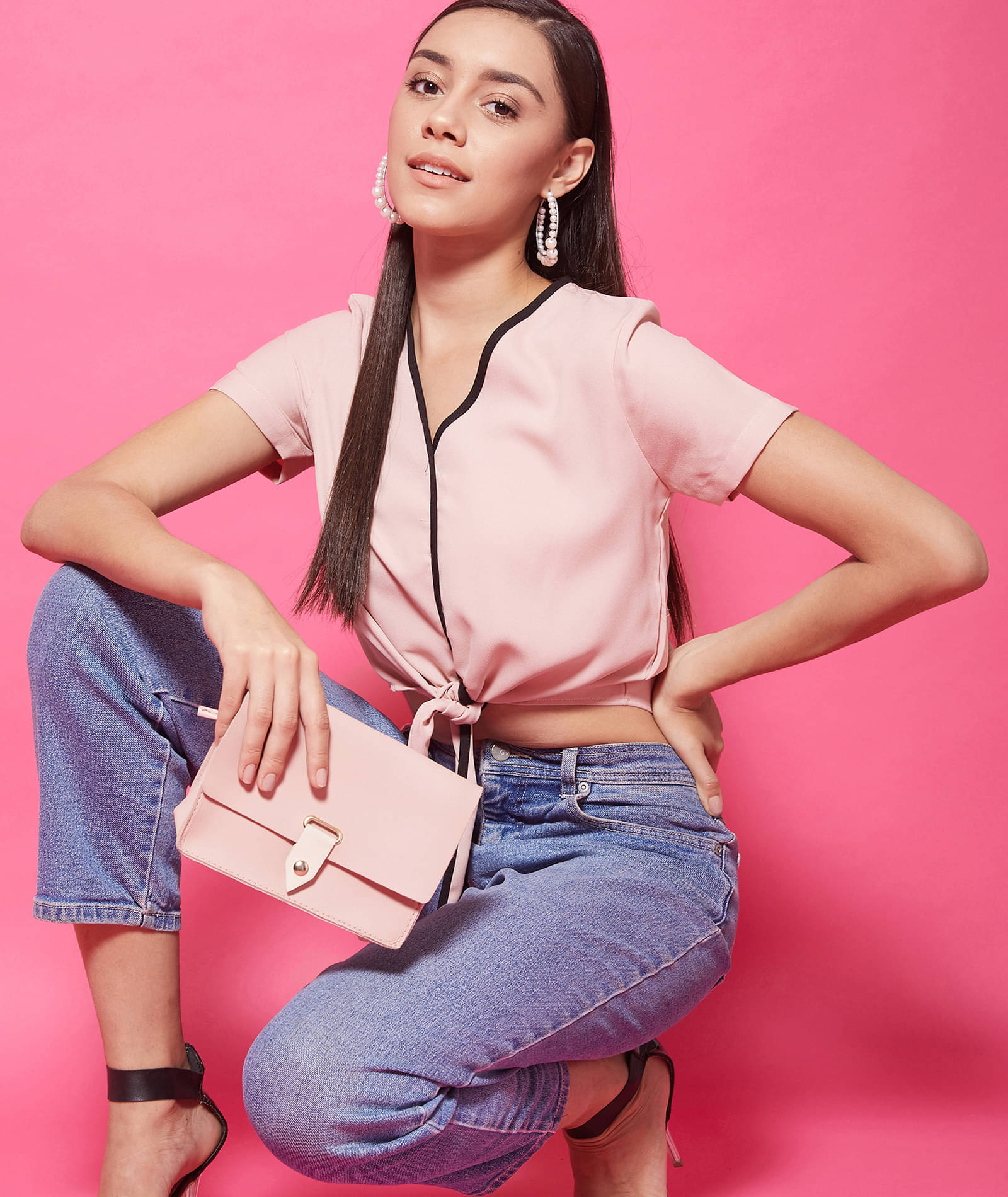 Chimpaaanzee Women's Polyester Crop Top ( Pink ) Chimpaaanzee Women's Polyester Crop Top ( Pink )