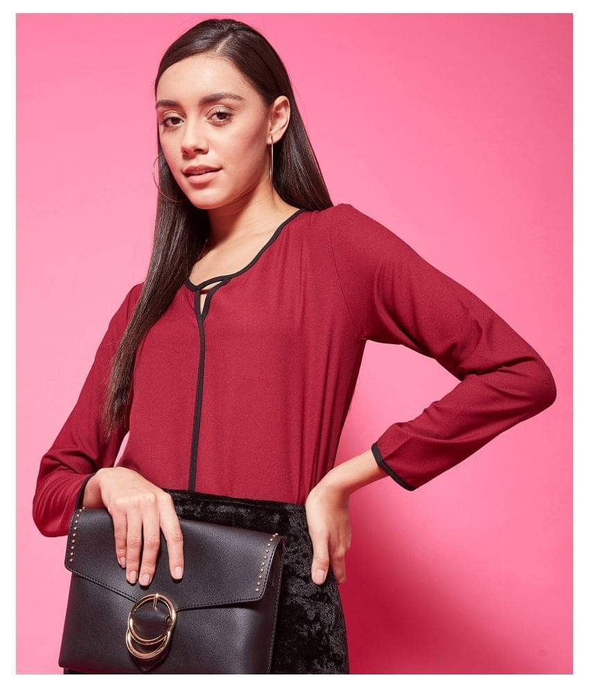 Chimpaaanzee Women's Polyester Regular Top ( Maroon )     			Chimpaaanzee Women's Polyester Regular Top ( Maroon )
