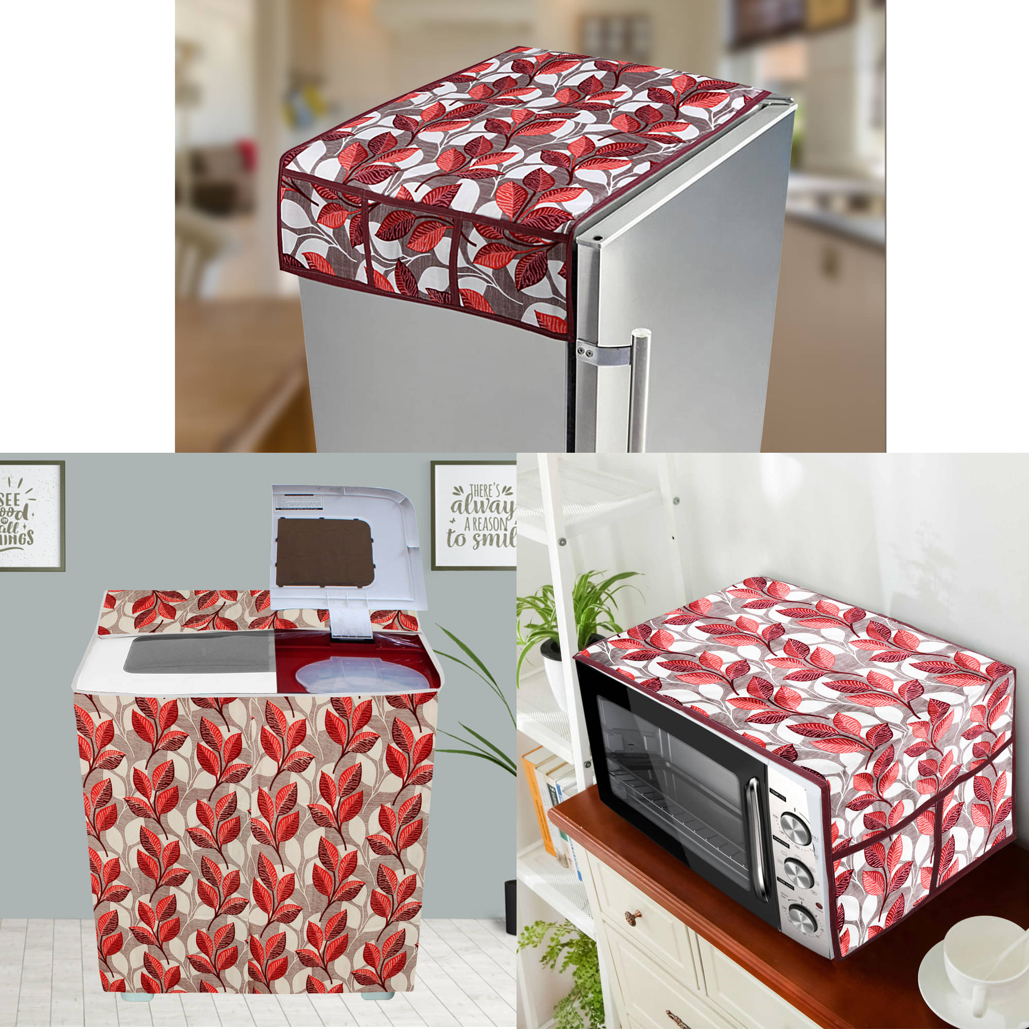     			E-Retailer Set of 3 Polyester Pink Fridge Top Cover