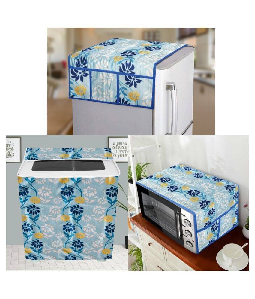     			E-Retailer Set of 3 Polyester Blue Fridge Top Cover