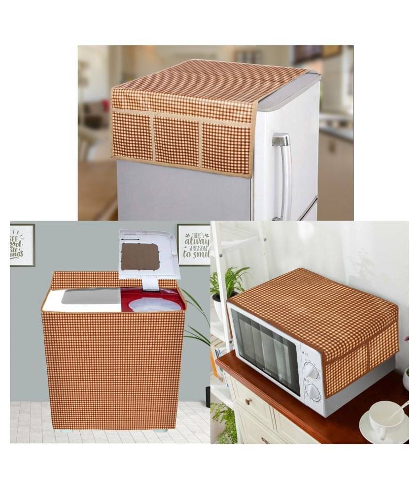     			E-Retailer Set of 3 PVC Brown Fridge Top Cover