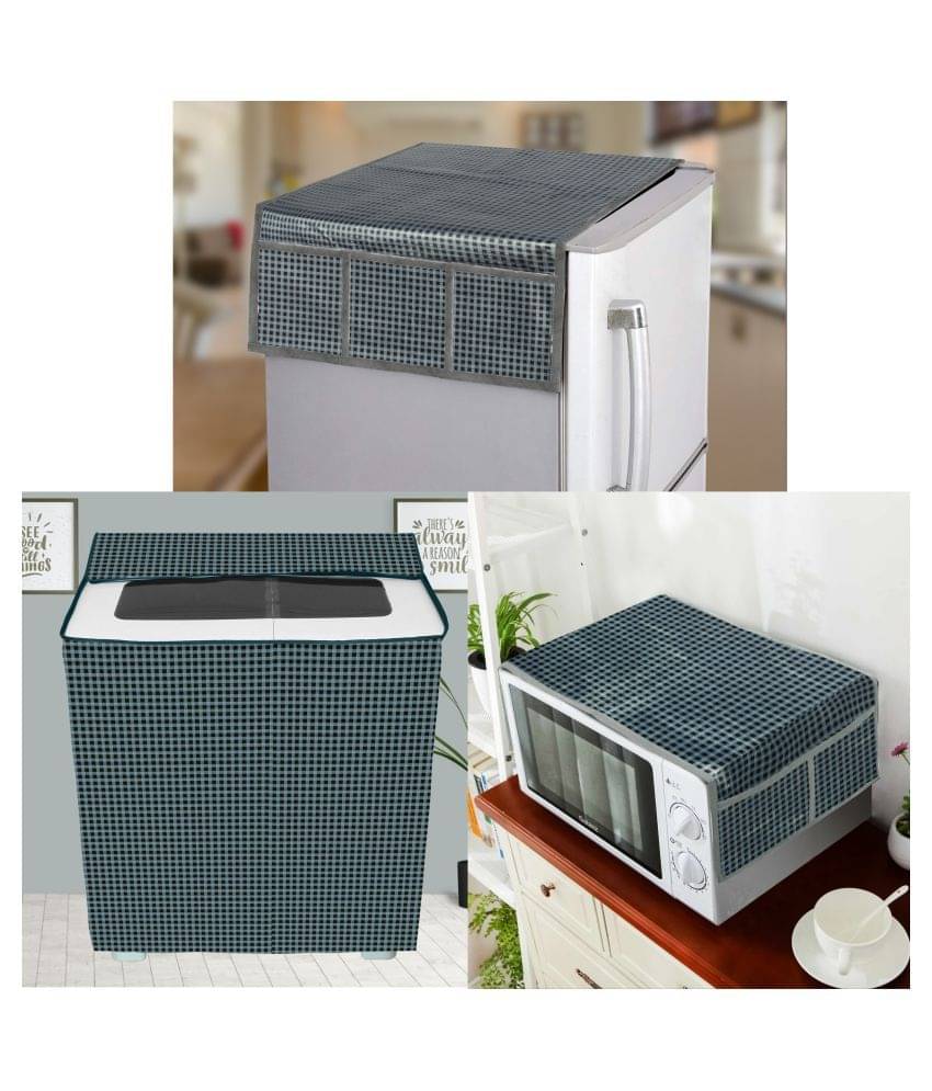 E-Retailer Set of 3 PVC Black Fridge Top Cover E-Retailer Set of 3 PVC Black Fridge Top Cover