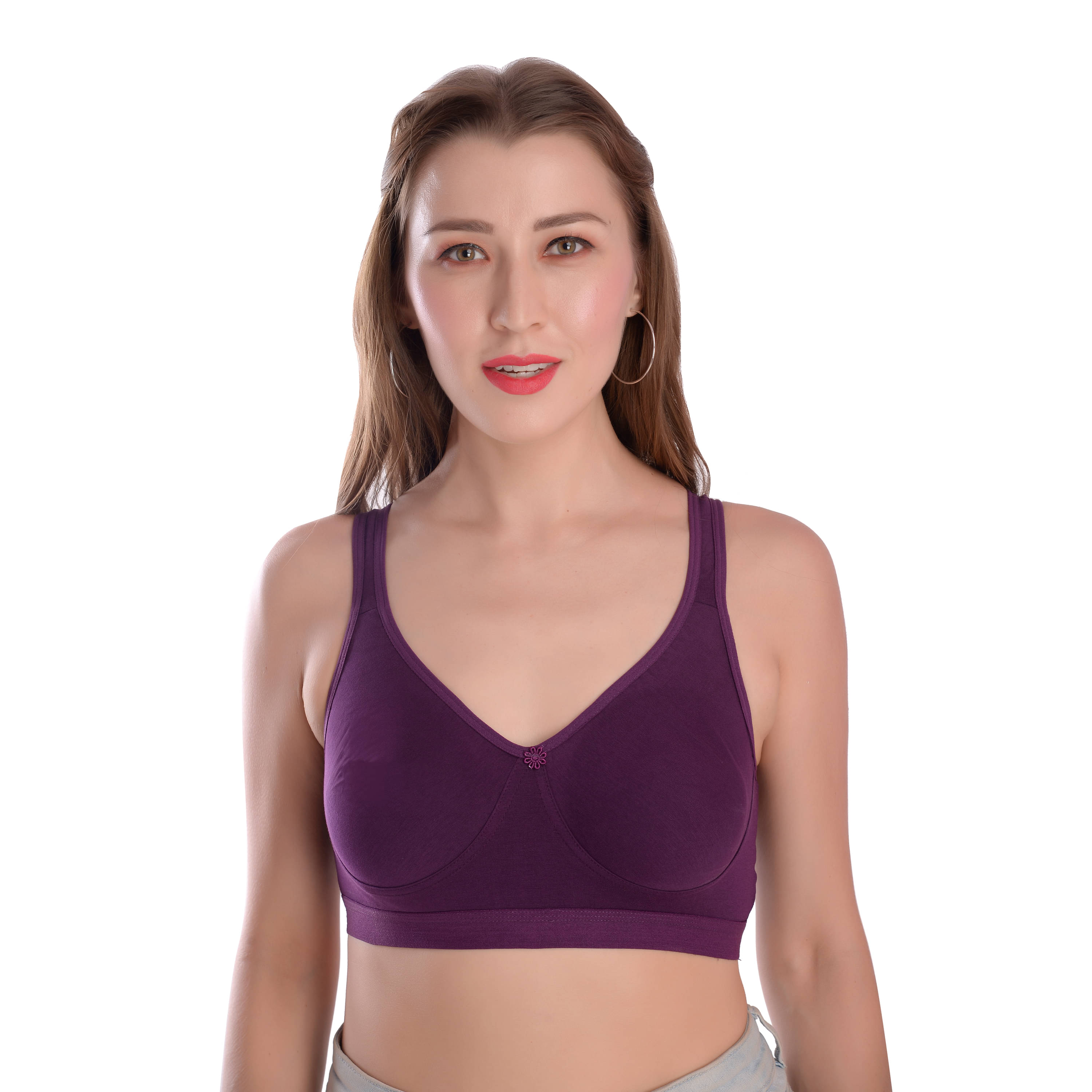     			Elina Cotton Racerback bra - Purple