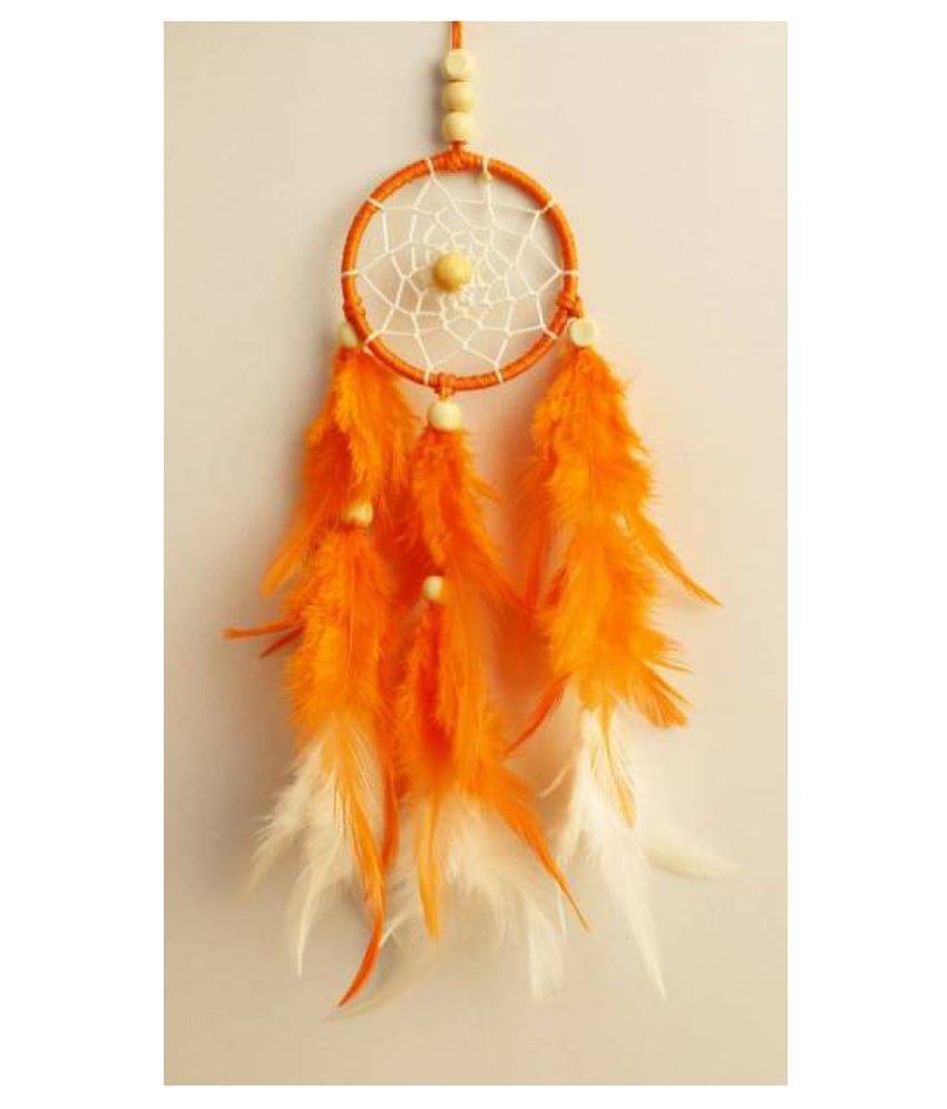 Lucky Traders Feather Orange Dream Catcher - Pack of 1 ( X cms ) Lucky Traders Feather Orange Dream Catcher - Pack of 1 ( X cms )
