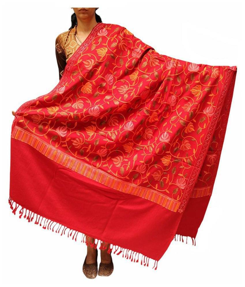     			Varun Cloth House Red Ari Embroidery Shawl