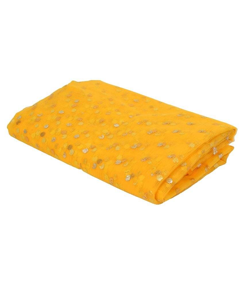 PRANSUNITA Fabric Decoration Net Fabric Golden dotted used in gift &decoration ( Pack of 1 ) PRANSUNITA Fabric Decoration Net Fabric Golden dotted used in gift &decoration ( Pack of 1 )