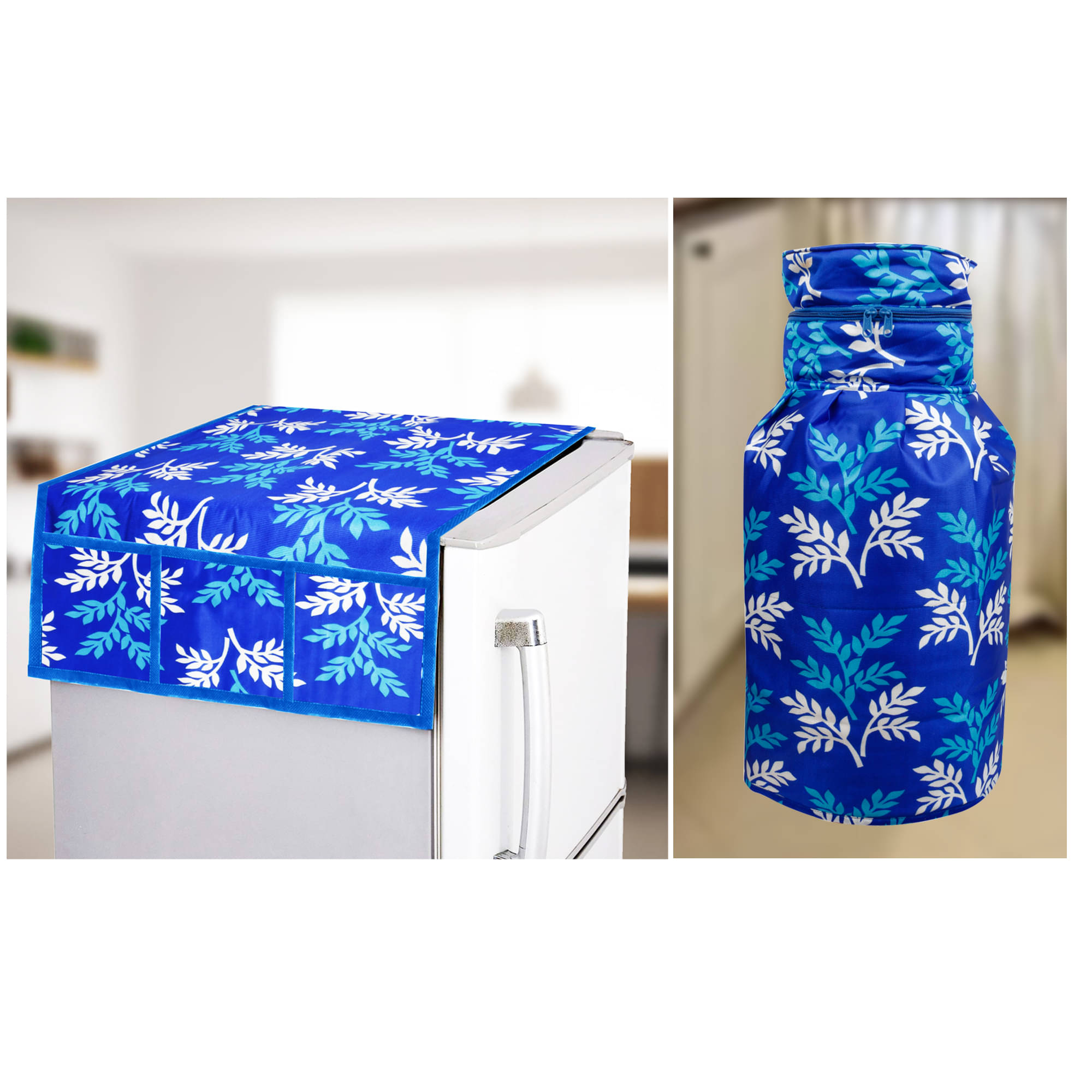     			E-Retailer Set of 3 Polyester Blue Fridge Top Cover