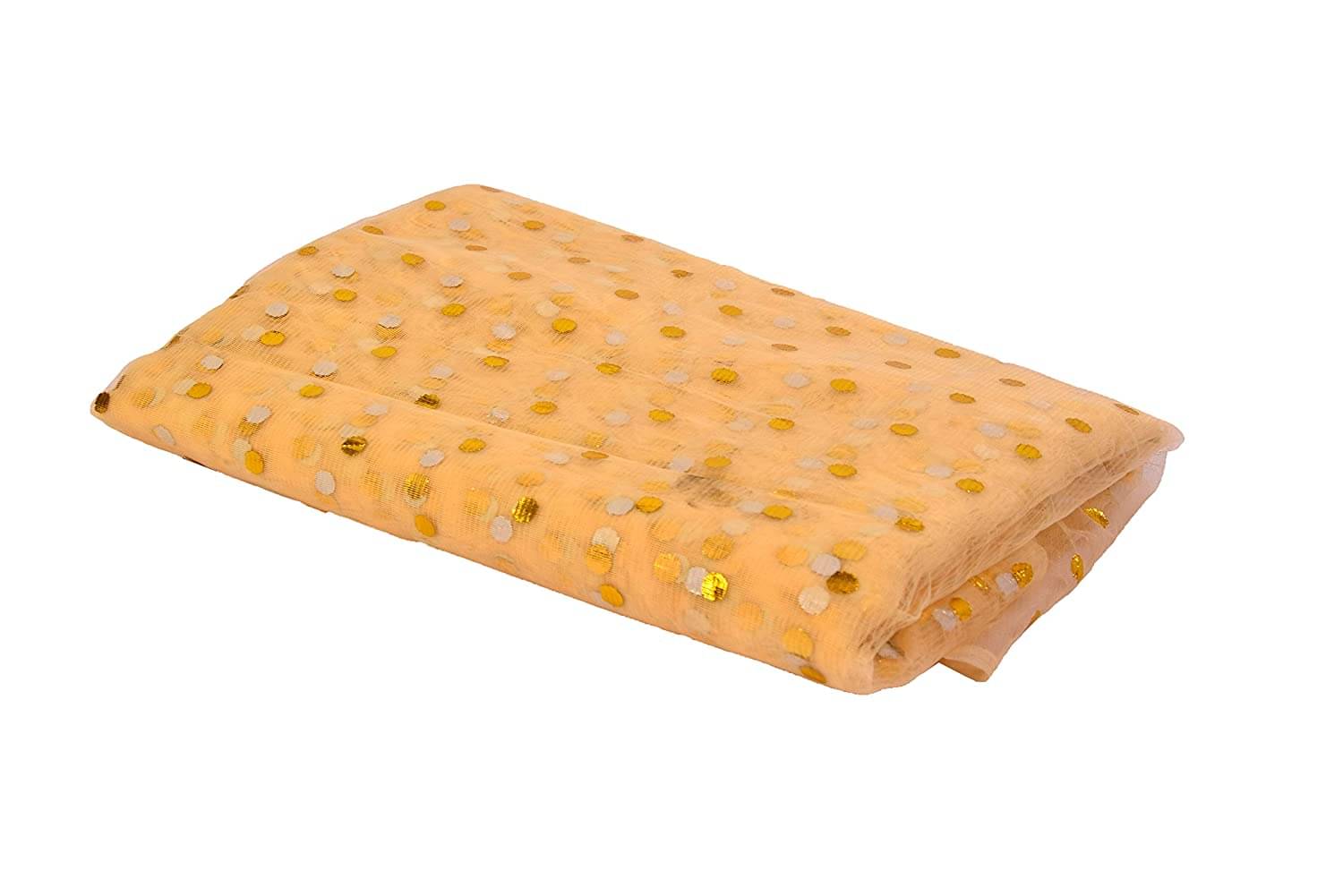     			PRANSUNITA Fabric Decoration Net Fabric Golden Dotted, Used in Gift Wrapping ( Pack of 1 )