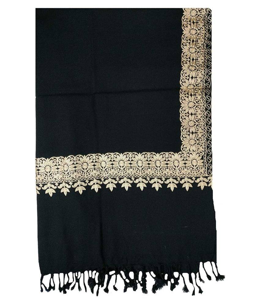     			KASHMIRI Black Sozni embroidery Shawl