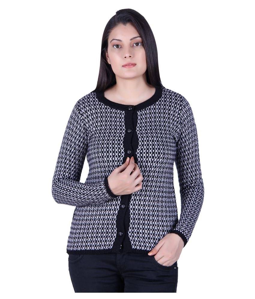 Ogarti Women Acrylic Round Neck Cardigan ( Grey )     			Ogarti Women Acrylic Round Neck Cardigan ( Grey )