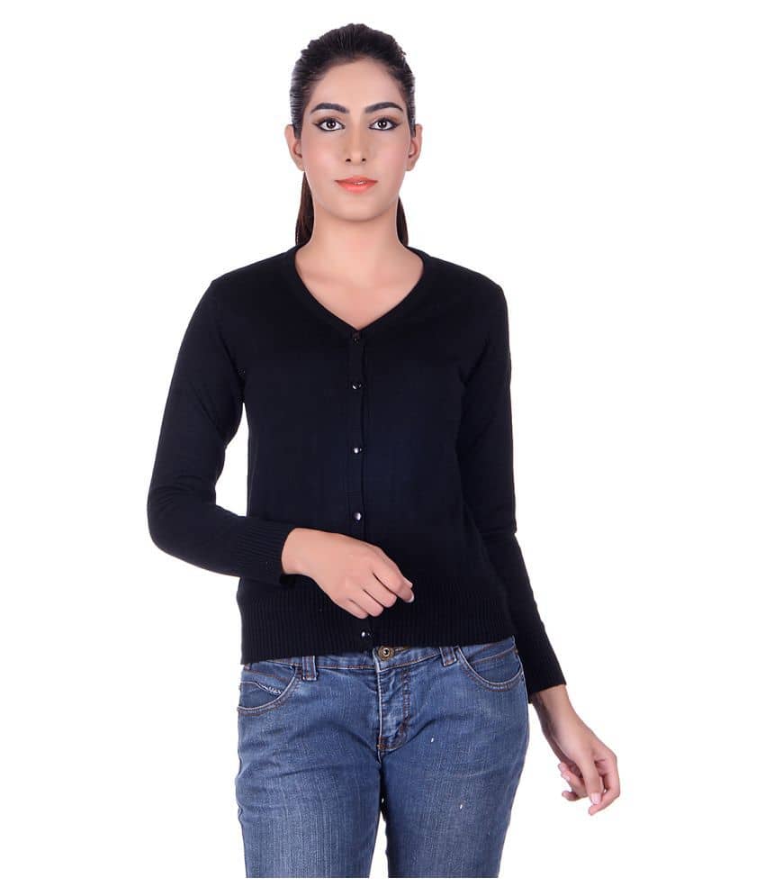 Ogarti Woollen Black Buttoned Cardigans