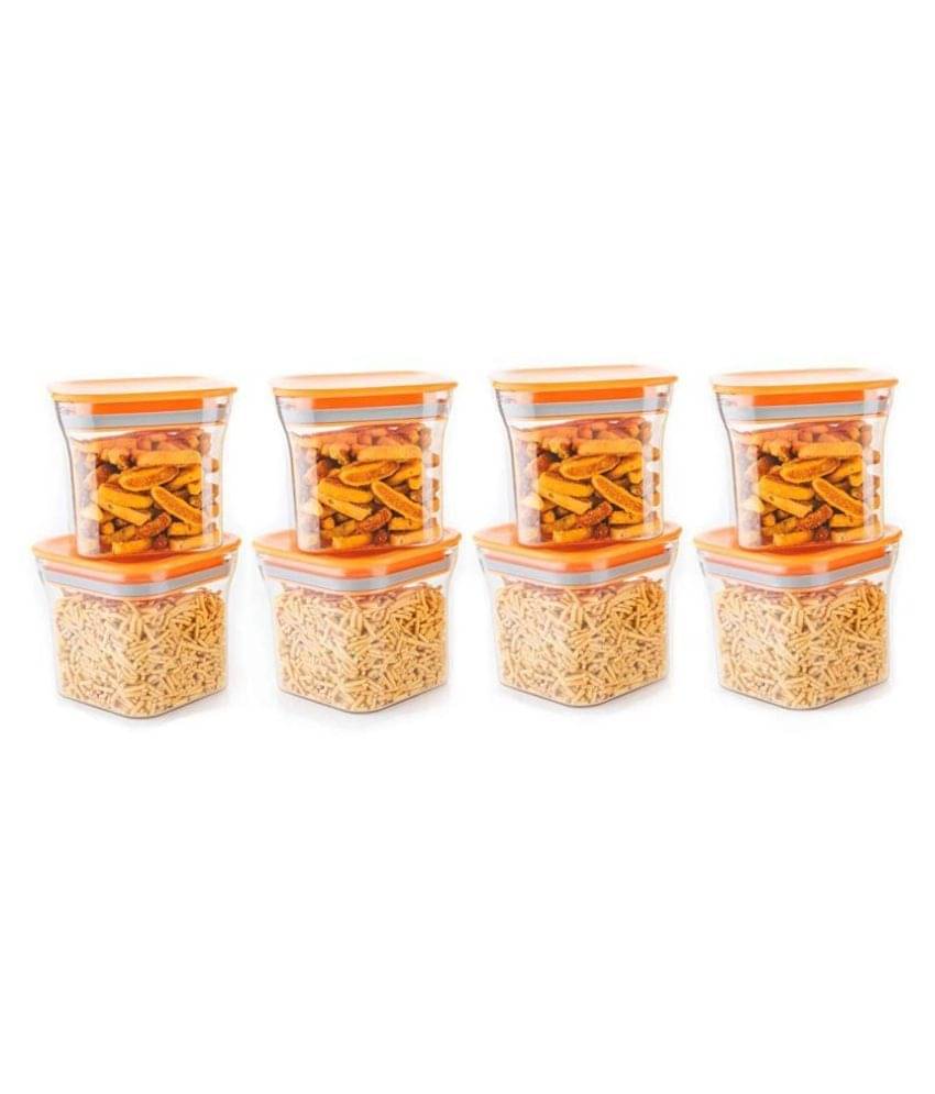 Analog Kitchenware Dal/Pulse/Grocery Polyproplene Orange Food Container ( Set of 8 ) Analog Kitchenware Dal/Pulse/Grocery Polyproplene Orange Food Container ( Set of 8 )