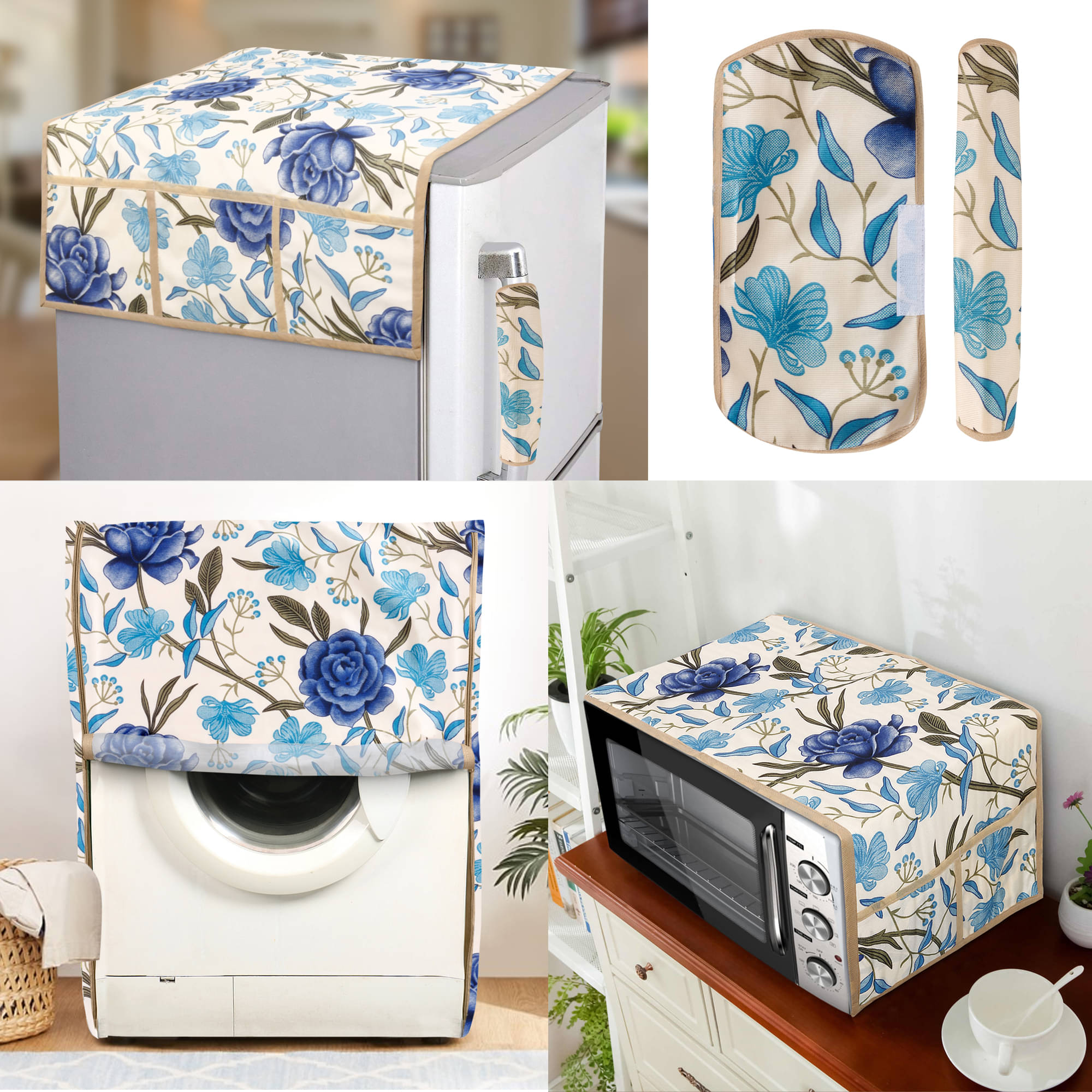 E-Retailer Set of 5 Polyester Blue Fridge Top Cover E-Retailer Set of 5 Polyester Blue Fridge Top Cover