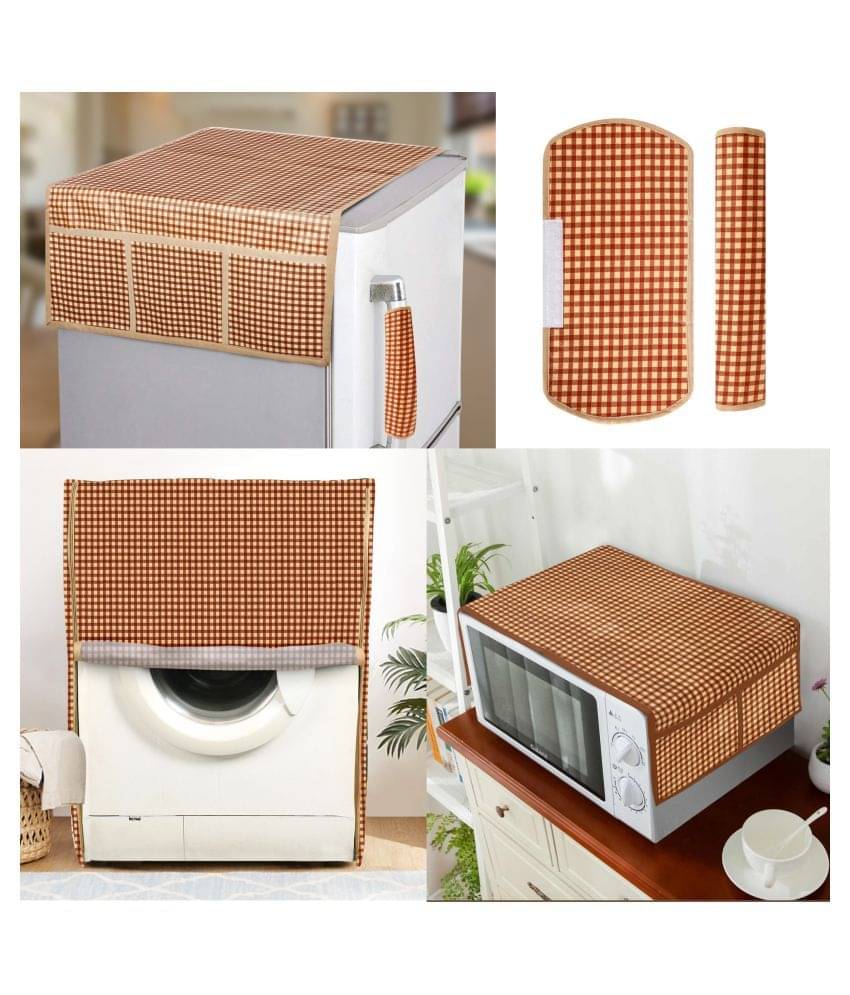 E-Retailer Set of 5 PVC Brown Fridge Top Cover E-Retailer Set of 5 PVC Brown Fridge Top Cover