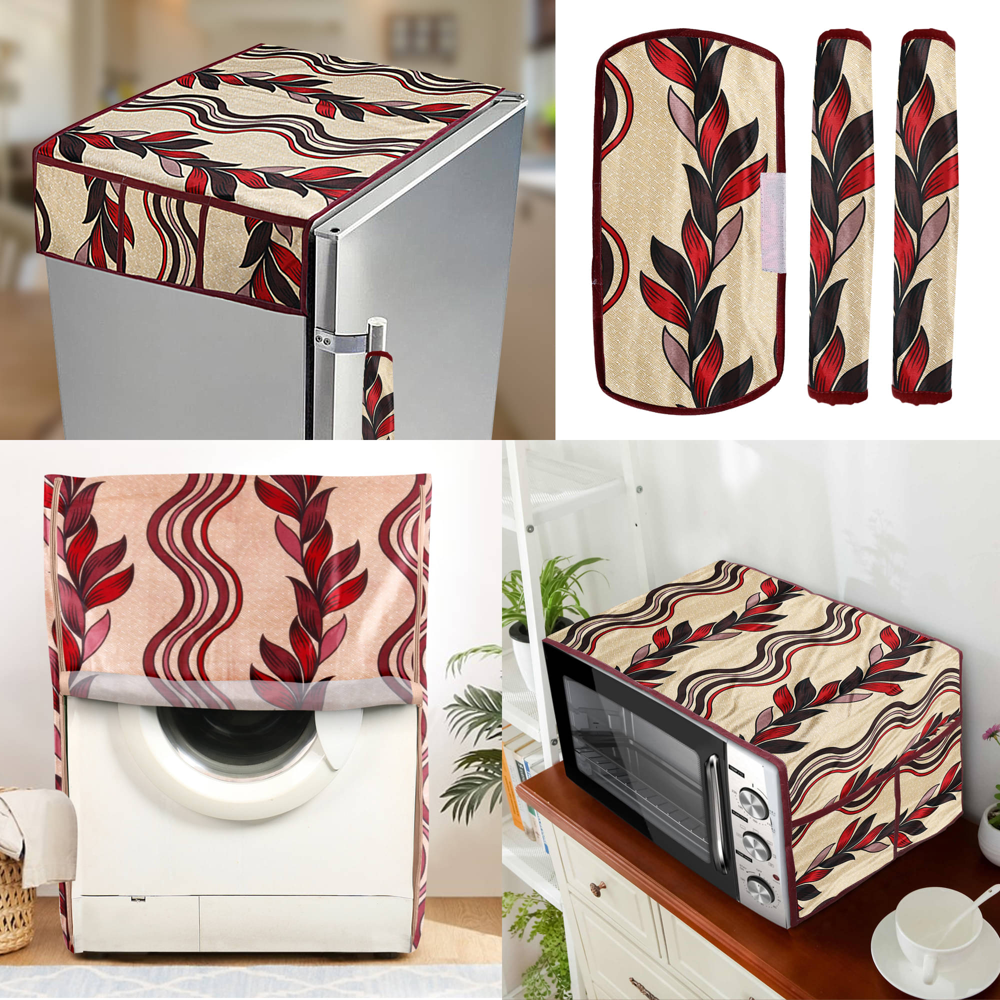     			E-Retailer Set of 6 Polyester Gold Fridge Top Cover