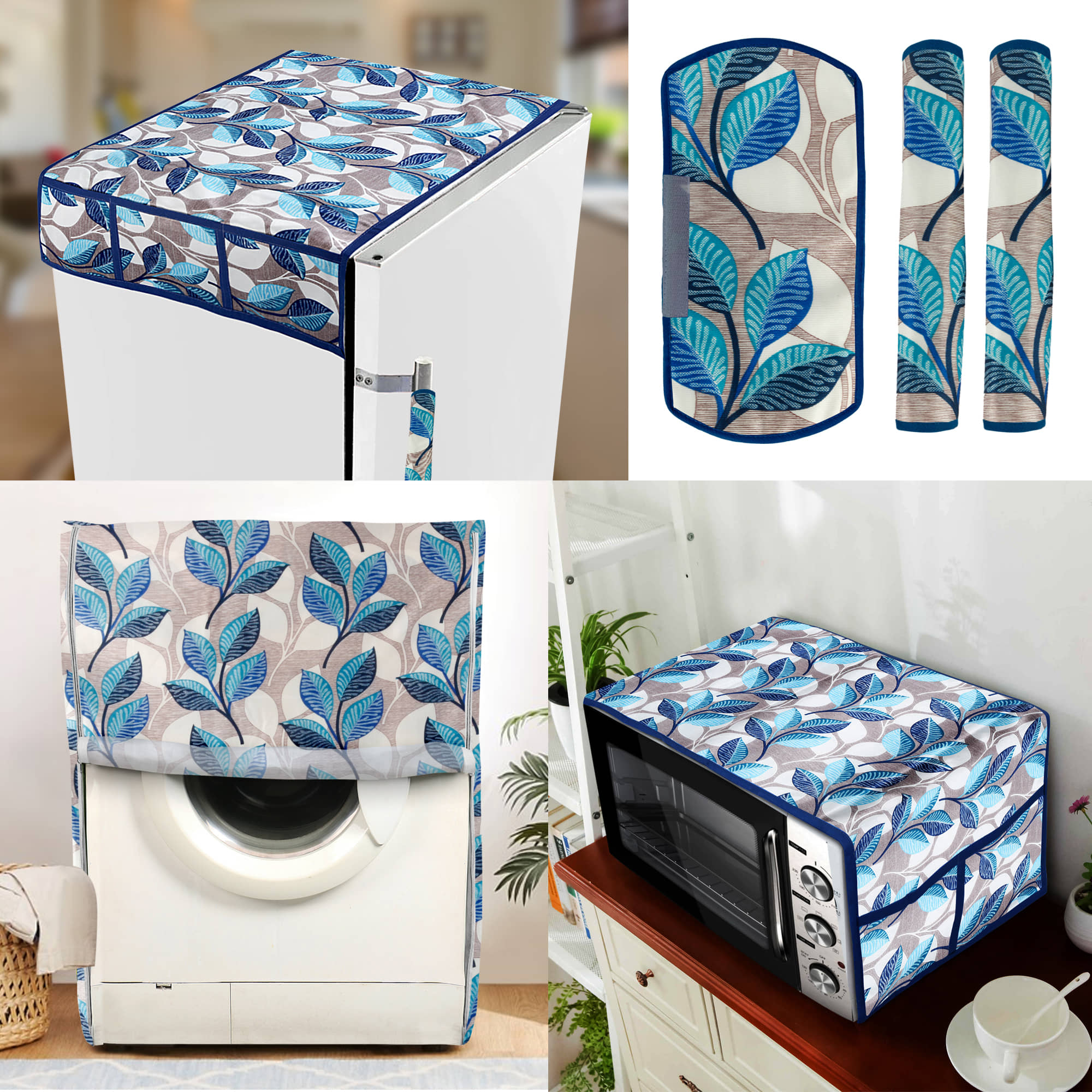 E-Retailer Set of 6 Polyester Blue Fridge Top Cover