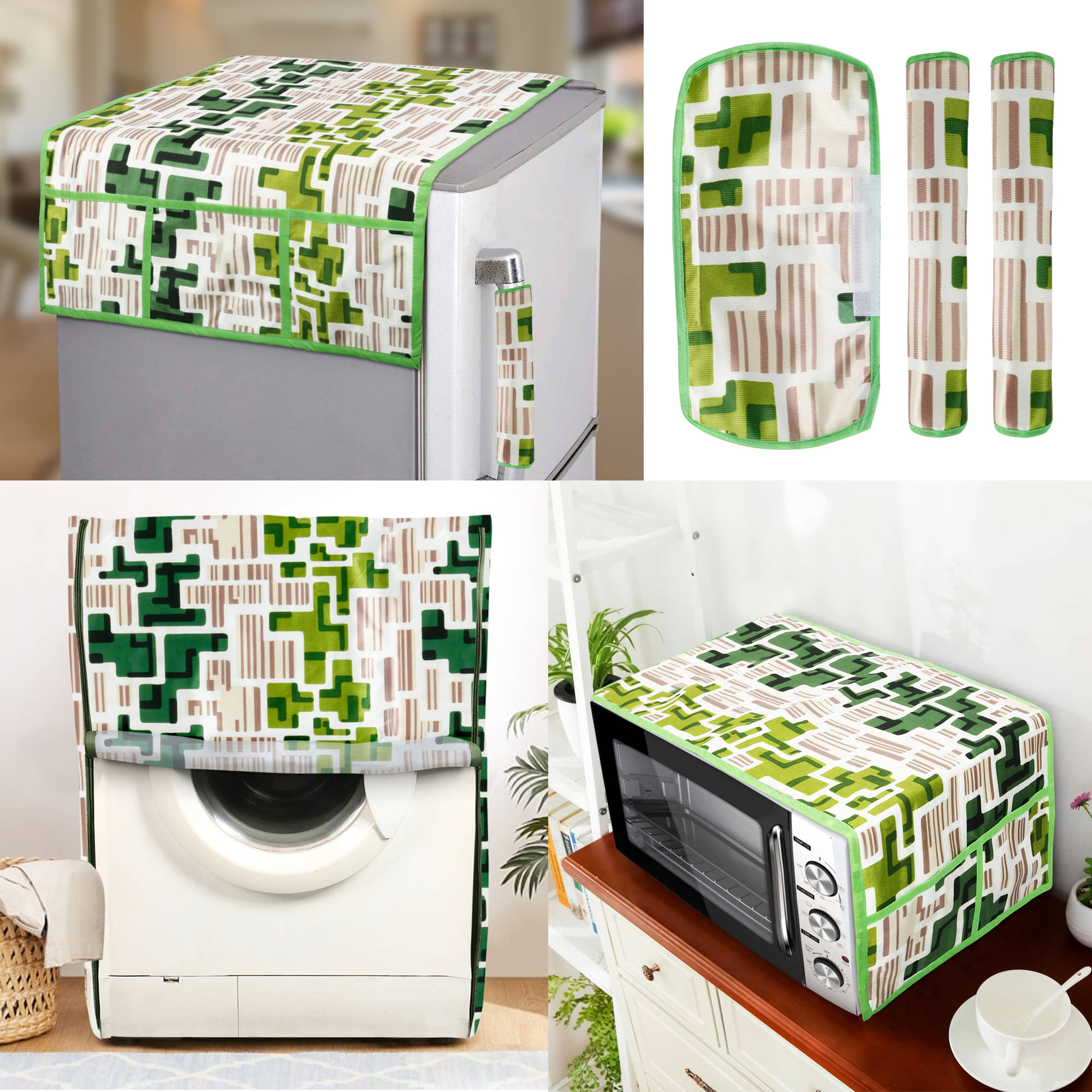     			E-Retailer Set of 6 Polyester Green Fridge Top Cover