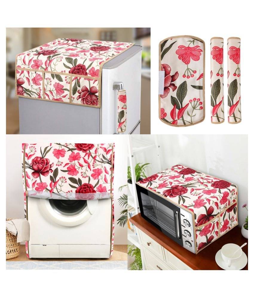     			E-Retailer Set of 6 Polyester Red Fridge Top Cover