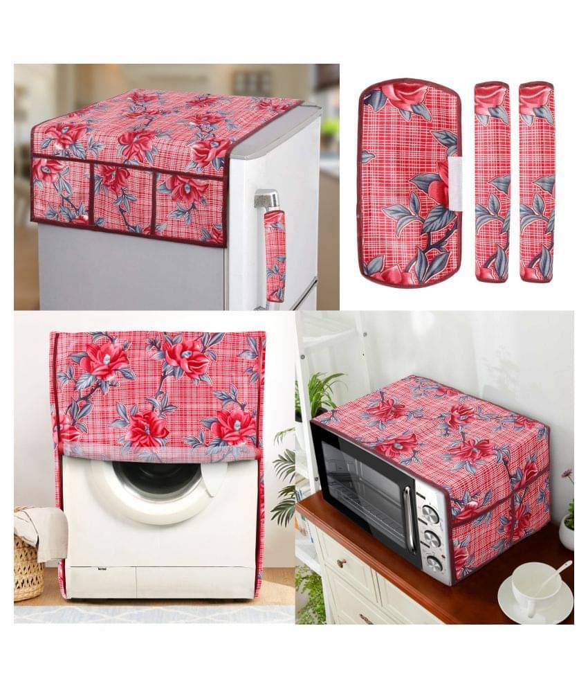 E-Retailer Set of 6 Polyester Red Fridge Top Cover E-Retailer Set of 6 Polyester Red Fridge Top Cover