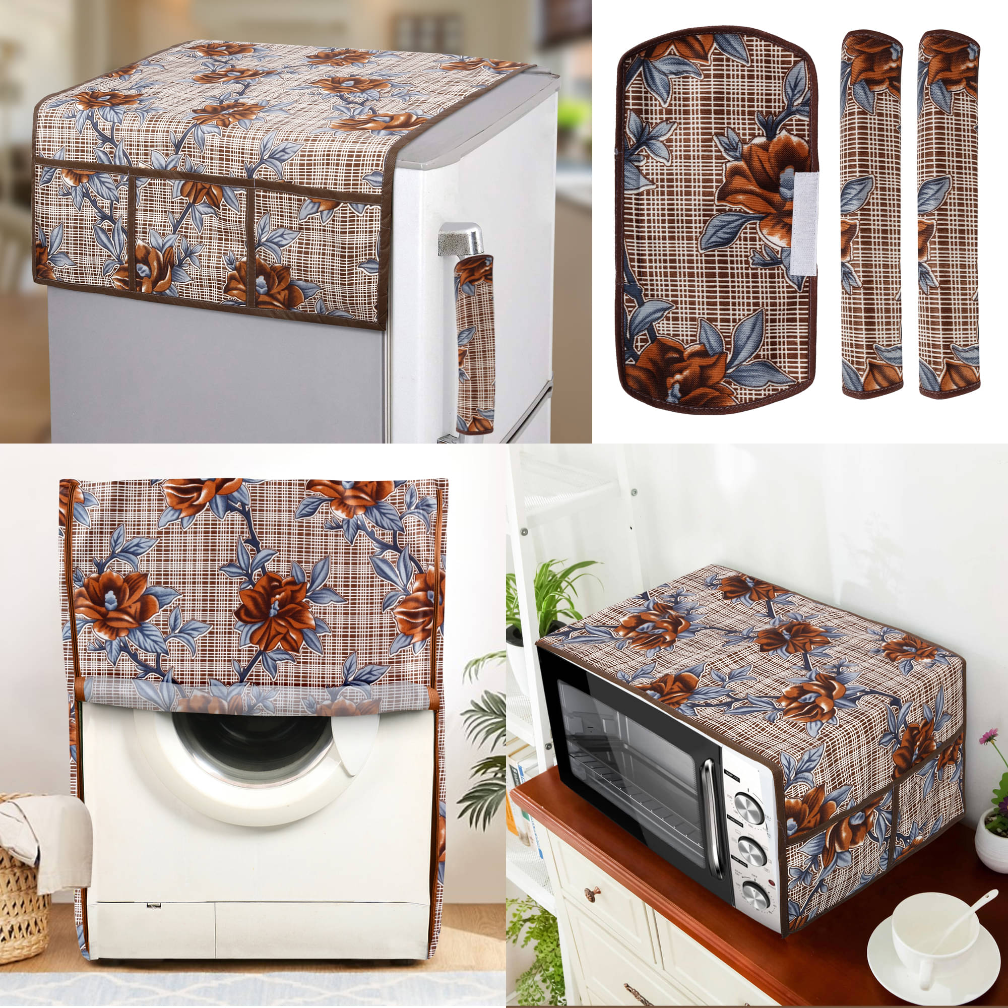     			E-Retailer Set of 6 Polyester Brown Fridge Top Cover