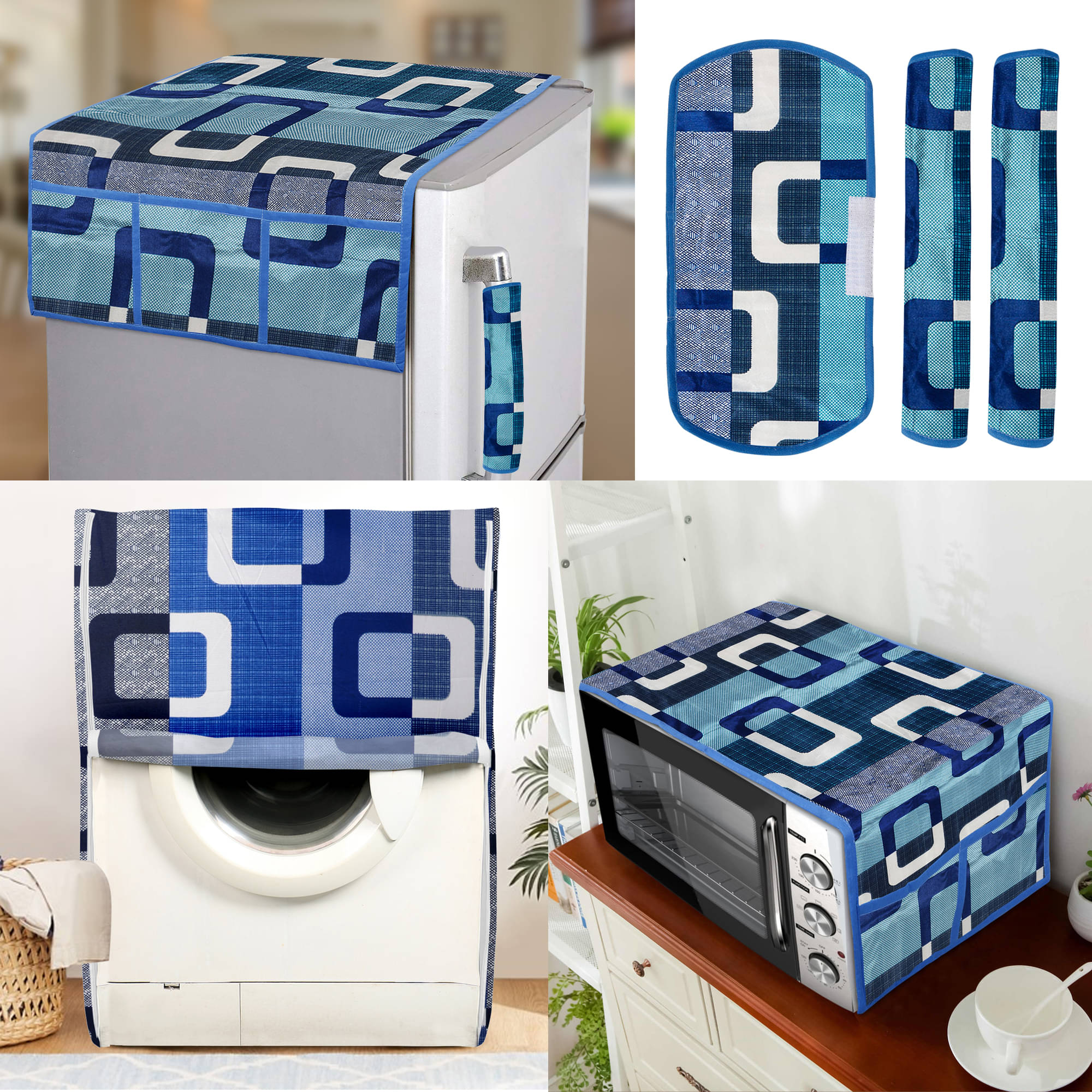 E-Retailer Set of 6 Polyester Blue Fridge Top Cover E-Retailer Set of 6 Polyester Blue Fridge Top Cover