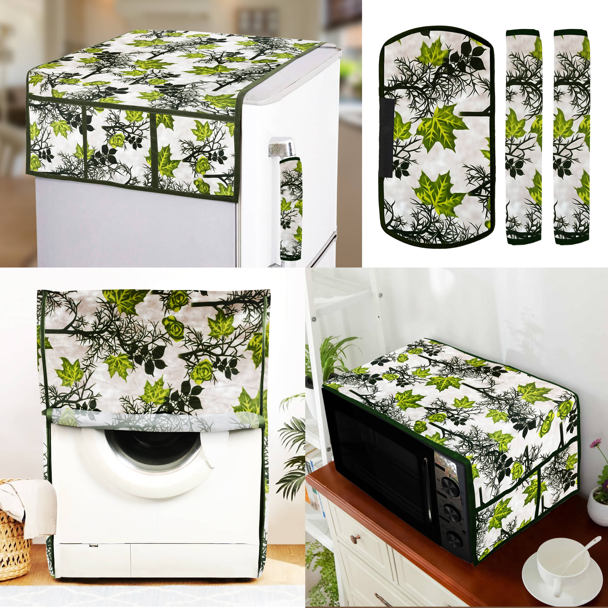 E-Retailer Set of 6 Polyester Green Fridge Top Cover E-Retailer Set of 6 Polyester Green Fridge Top Cover
