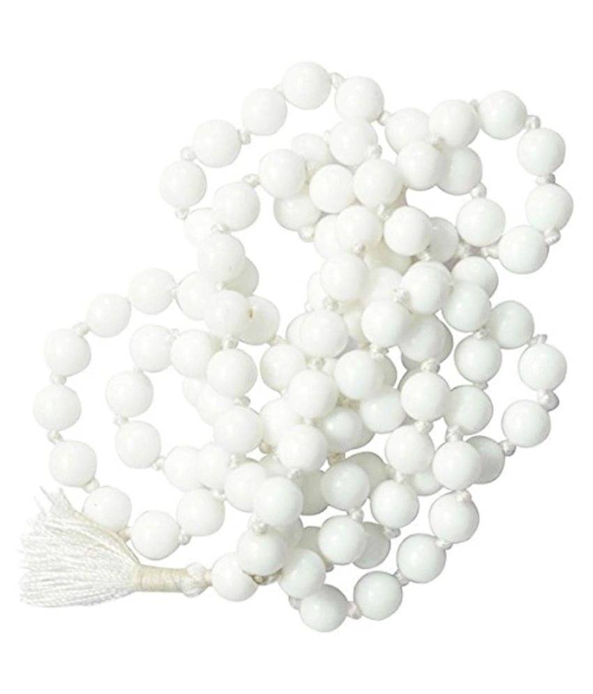 RUDRADIVINE White Crystal Agate Hakik Mala 108 +1 Beads Mankas Shukra for Men and Women (Venus) RUDRADIVINE White Crystal Agate Hakik Mala 108 +1 Beads Mankas Shukra for Men and Women (Venus)
