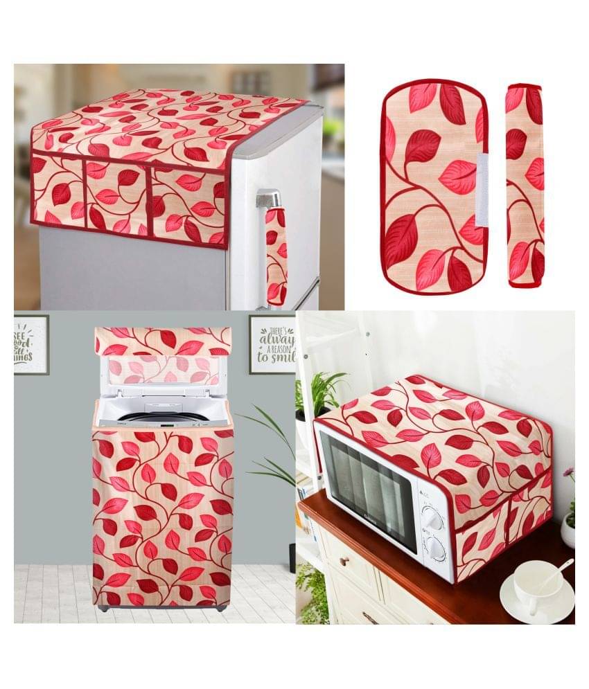 E-Retailer Set of 5 Polyester Red Fridge Top Cover E-Retailer Set of 5 Polyester Red Fridge Top Cover