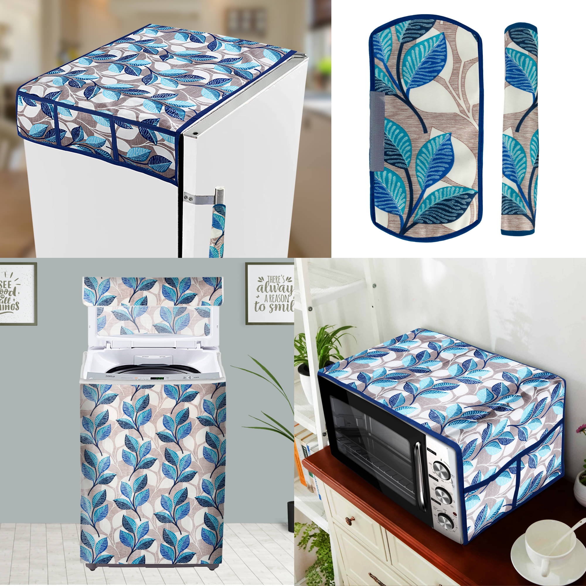 E-Retailer Set of 5 Polyester Blue Fridge Top Cover E-Retailer Set of 5 Polyester Blue Fridge Top Cover